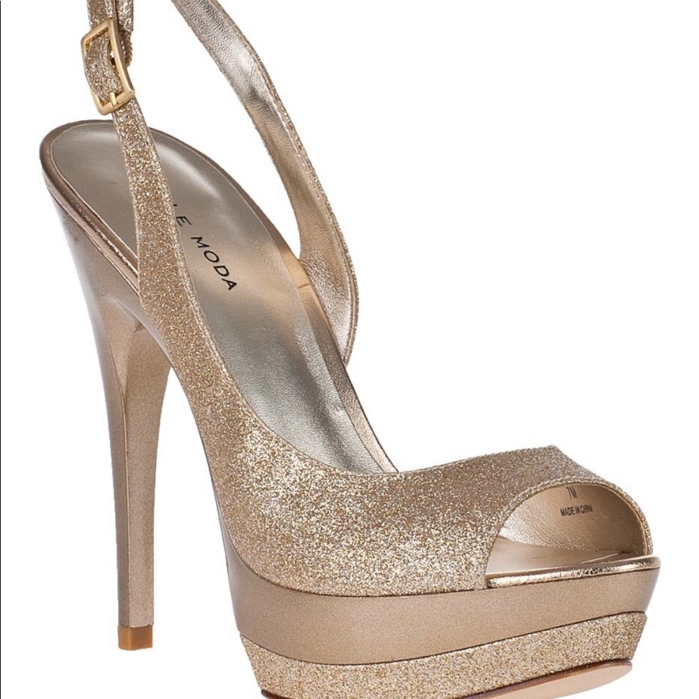 Gold glitter (Gleam) pelle moda heels